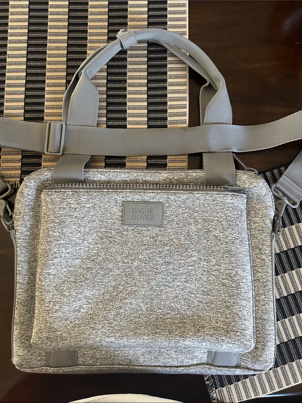Dagne Dover Light Gray Men's Laptop Tote with Adjustable Strap